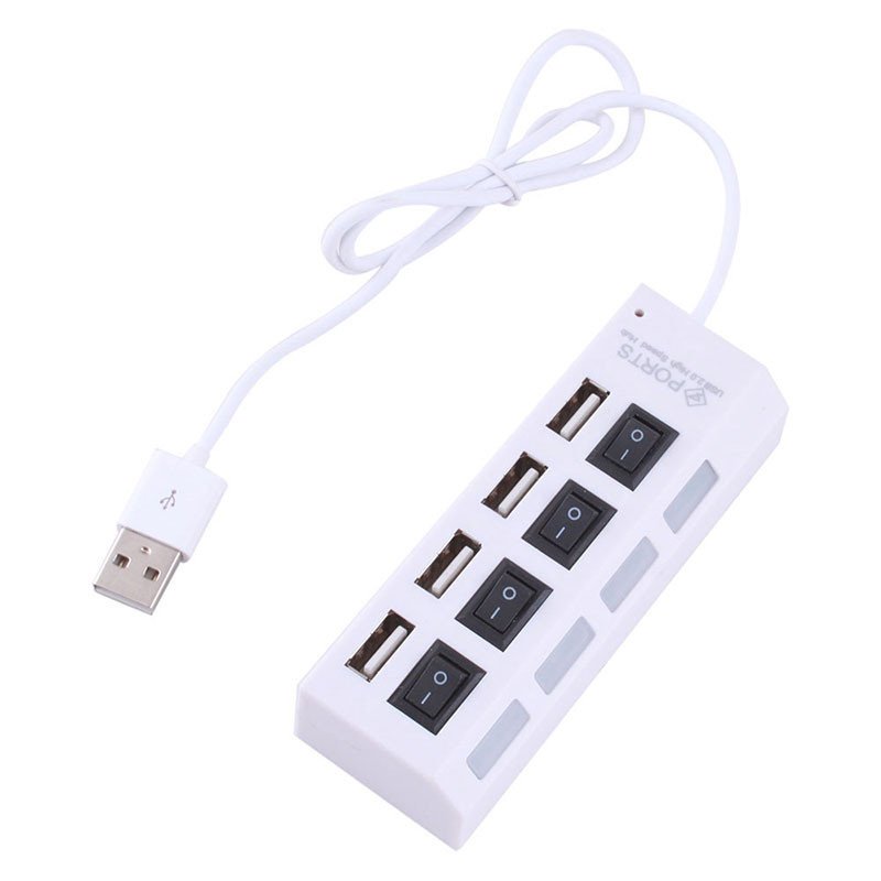 HUB USB 2.0 à 4 ports, commutateur marche/arrêt